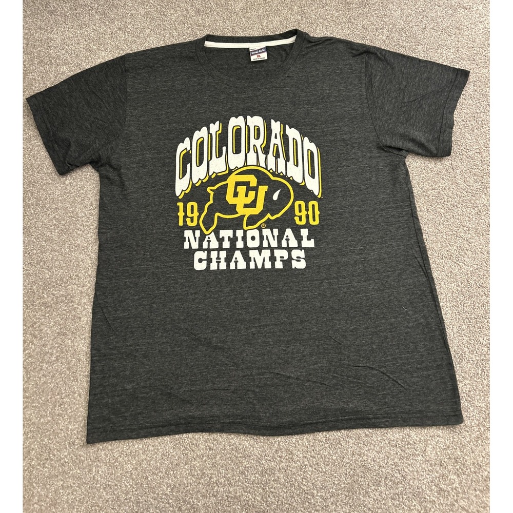 Charlie Hustle T-Shirt Unisex XL Grey Excellent Colorado 1990 National Champs